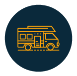 Icon illustrating a custom solar setup on an RV